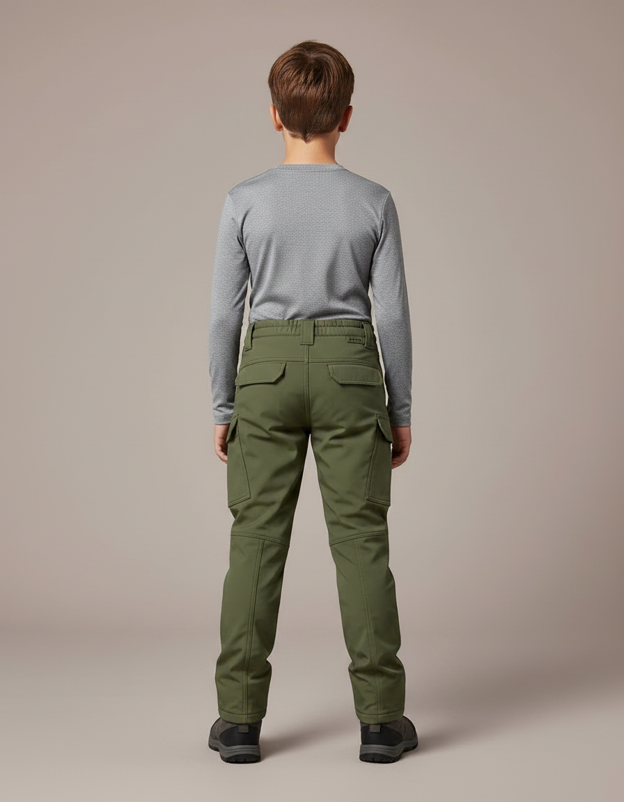 Pantalon Randonnée Vert Enfant Cargo Tactique Épais - Polyester - vue 2