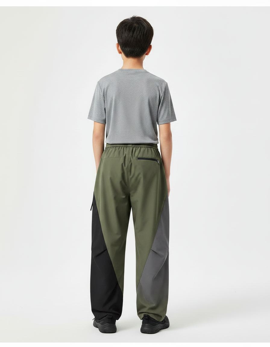 Pantalon Randonnée Kaki Ample Bicolore Sport Enfant - Polyester - vue 2
