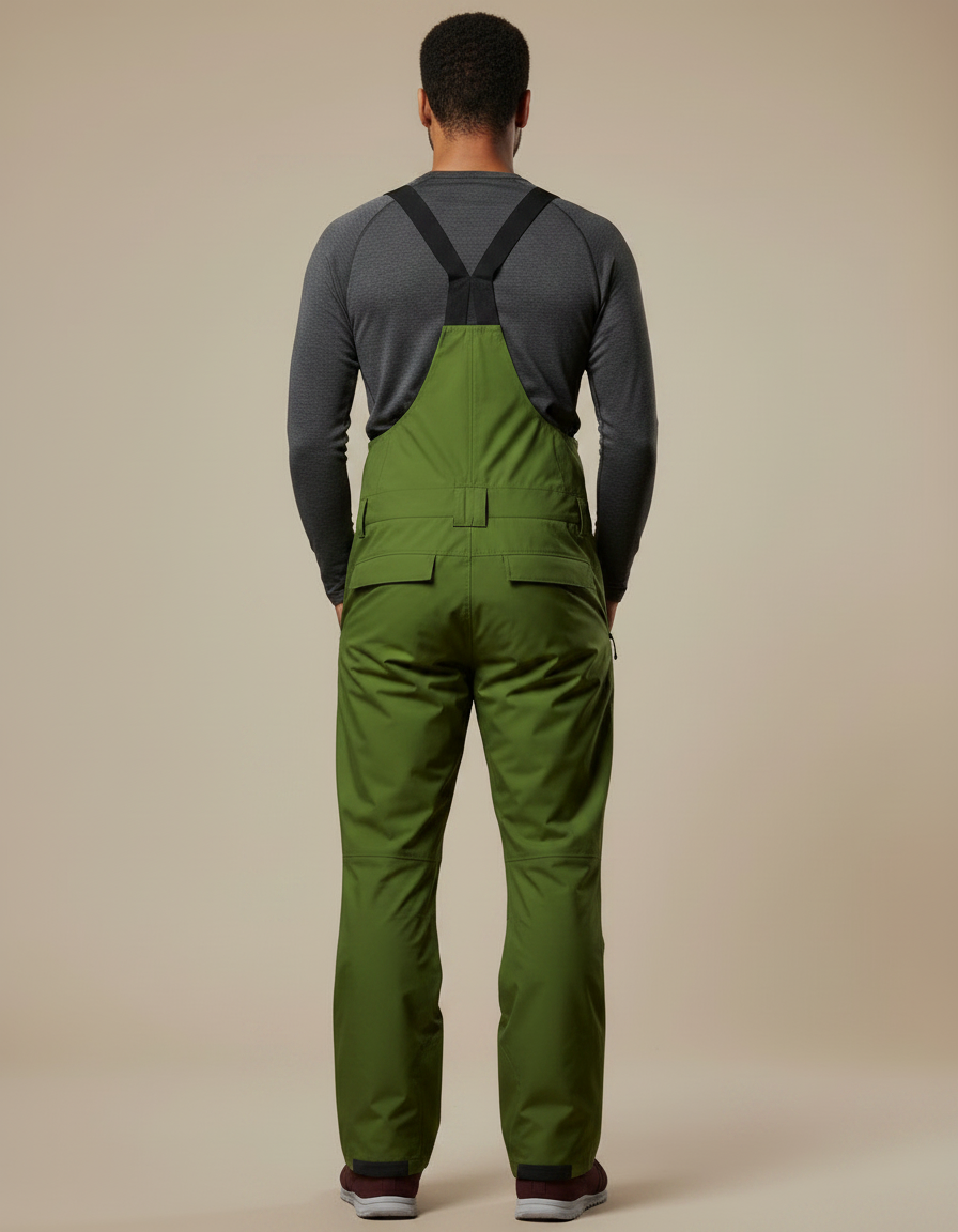Pantalon Randonnée Vert Bretelles Imperméable Hiver Homme - Polyester - vue 2