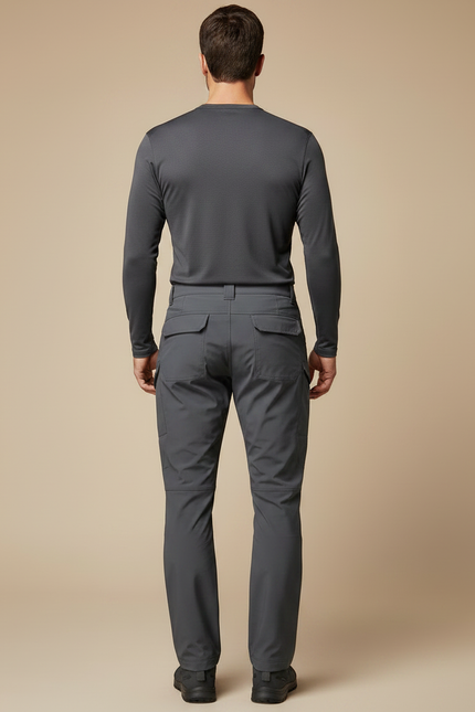 Pantalon Randonnée Gris Cargo Tactique Homme Ajusté - Polyester - vue 2