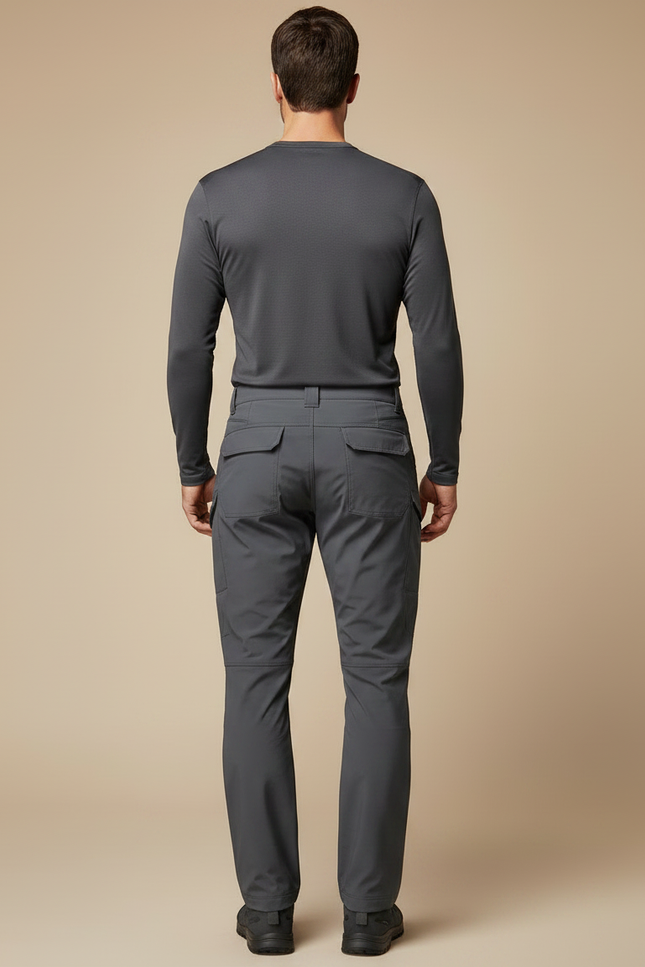 Pantalon Randonnée Gris Cargo Tactique Homme Ajusté - Polyester - vue 2
