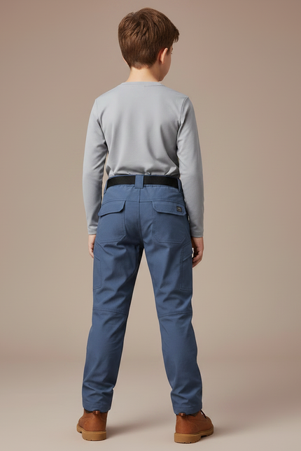 Pantalon Randonnée Bleu Cargo Multipoches Enfant - Polyester - vue 2