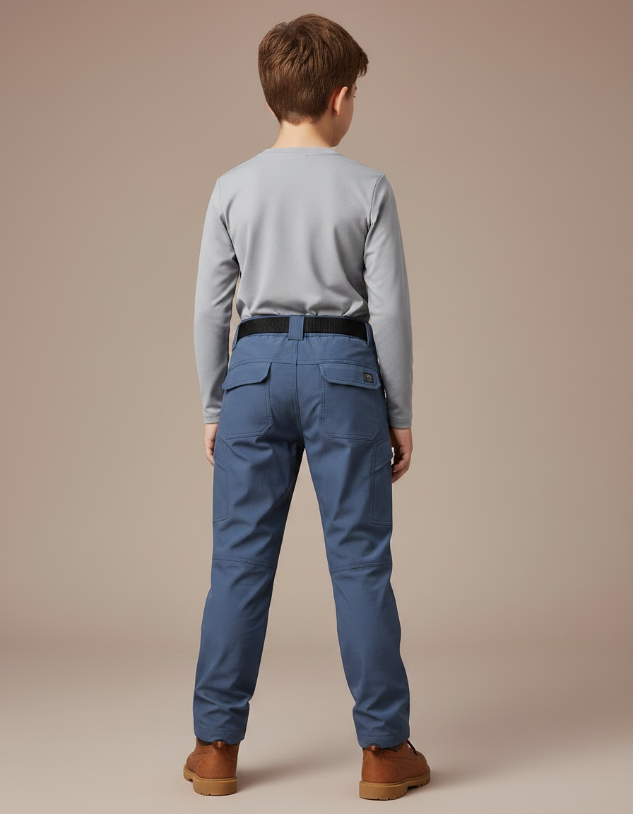 Pantalon Randonnée Bleu Cargo Multipoches Enfant - Polyester - vue 2