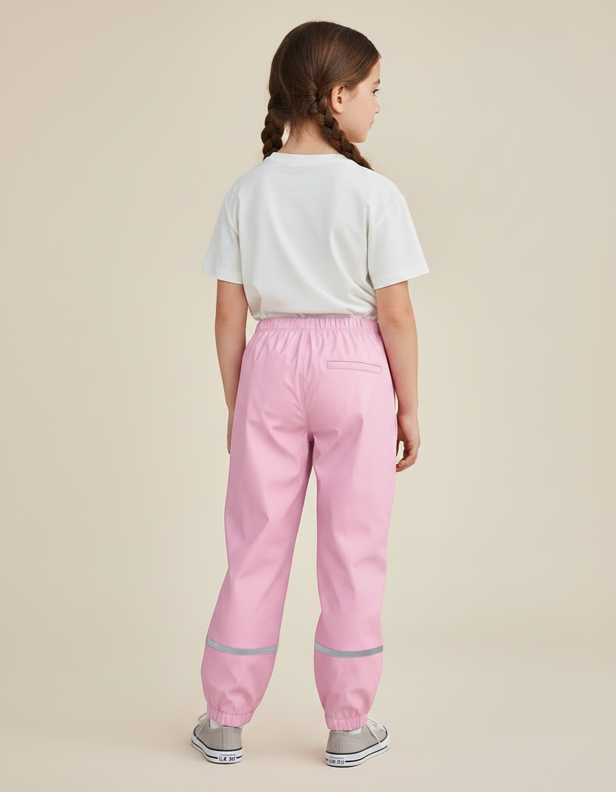 Pantalon Randonnée Rose Enfant Imperméable Réfléchissant Respirant - Polyester - vue 2