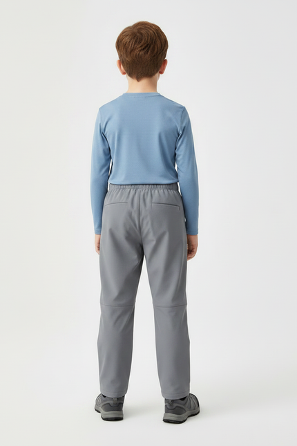 Pantalon Randonnée Enfant Gris Élastique Imperméable Doublé - Polyester - vue 2