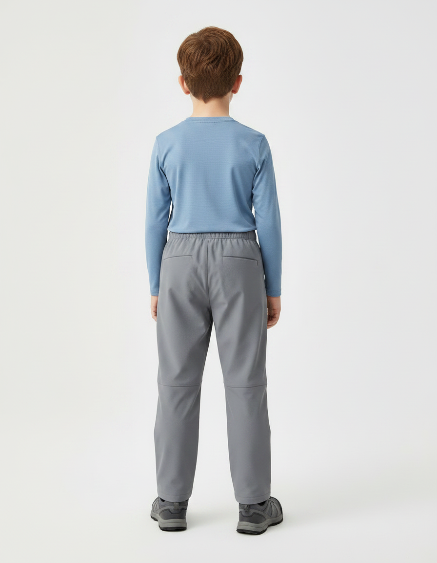 Pantalon Randonnée Enfant Gris Élastique Imperméable Doublé - Polyester - vue 2