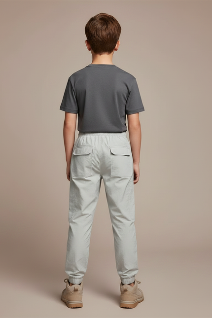 Pantalon Randonnée Gris Cargo Enfant Léger Élastiqué - Polyester - vue 2