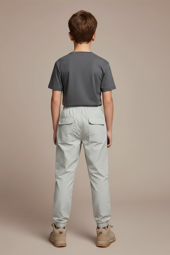 Pantalon Randonnée Gris Cargo Enfant Léger Élastiqué - Polyester - vue 2