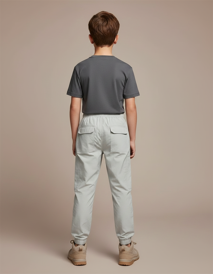 Pantalon Randonnée Gris Cargo Enfant Léger Élastiqué - Polyester - vue 2