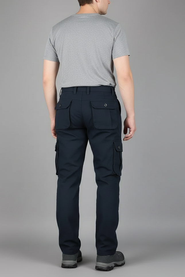 Pantalon Randonnée Cargo Bleu Marine Coton Robuste Homme - vue 2