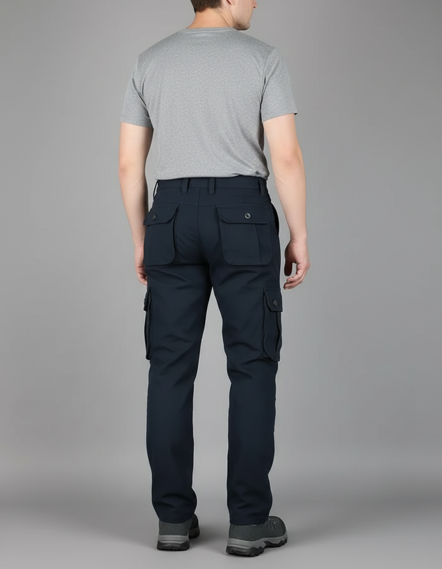 Pantalon Randonnée Cargo Bleu Marine Coton Robuste Homme - vue 2