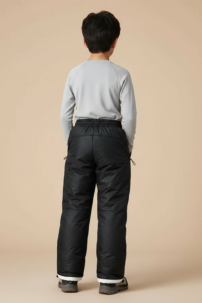 Pantalon Randonnée Noir Matelassé Enfant Hiver - Polyester - vue 2