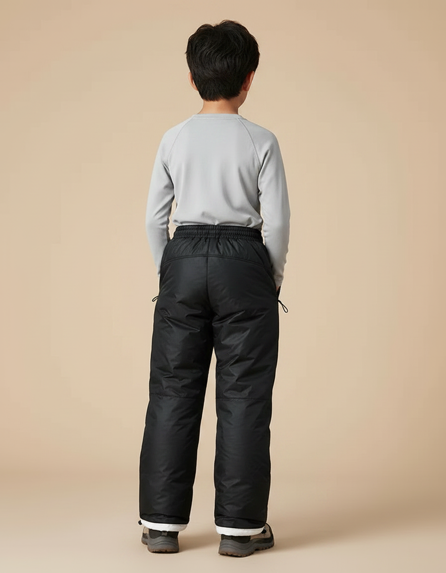 Pantalon Randonnée Noir Matelassé Enfant Hiver - Polyester - vue 2