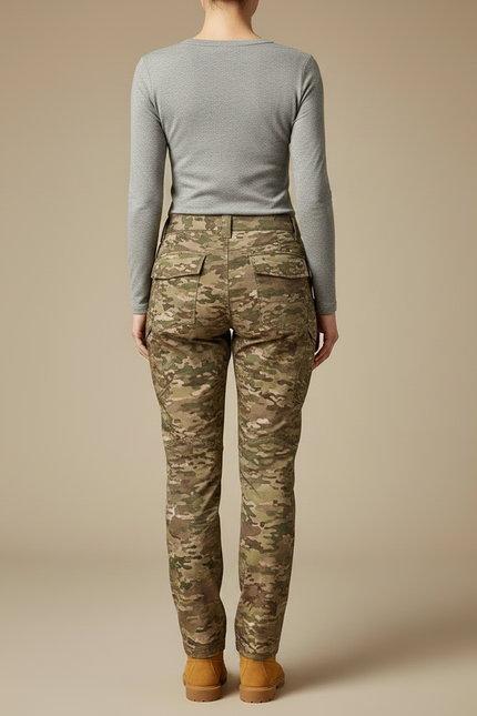 Pantalon Randonnée Camouflage Slim Imperméable Femme - Multicolore Polyester - vue 2