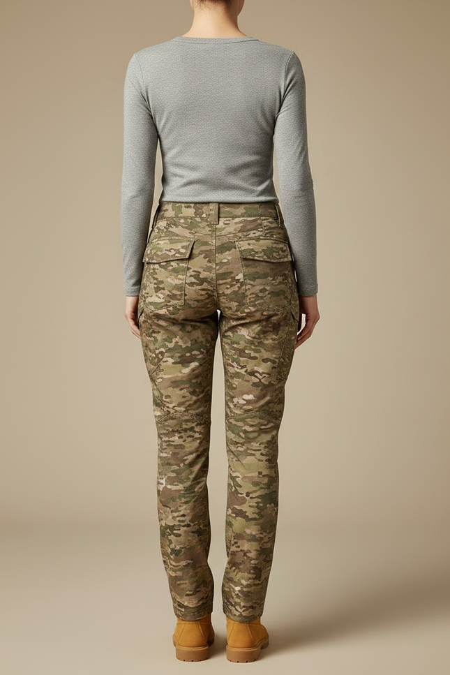 Pantalon Randonnée Camouflage Slim Imperméable Femme - Multicolore Polyester - vue 2