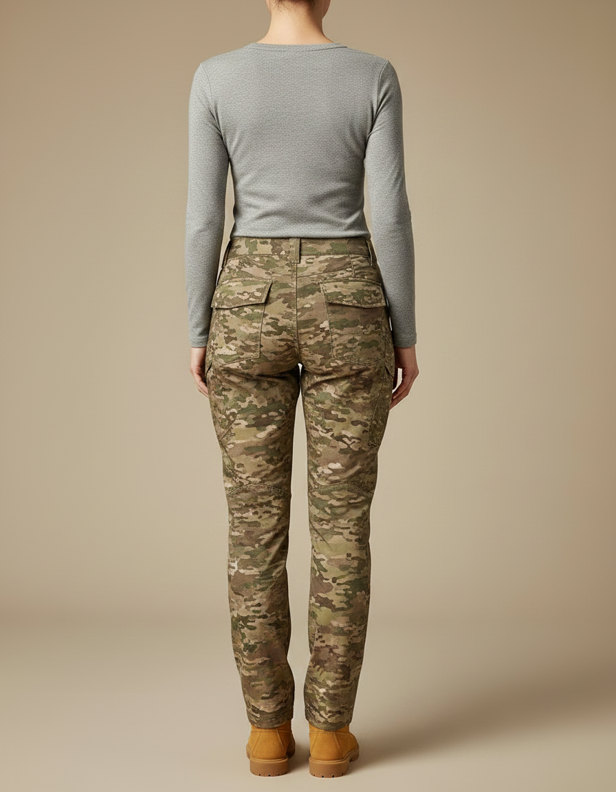 Pantalon Randonnée Camouflage Slim Imperméable Femme - Multicolore Polyester - vue 2