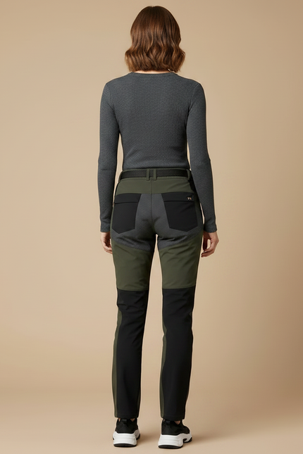 Pantalon Randonnée Femme Vert Kaki Imperméable Stretch - Maille - vue 2