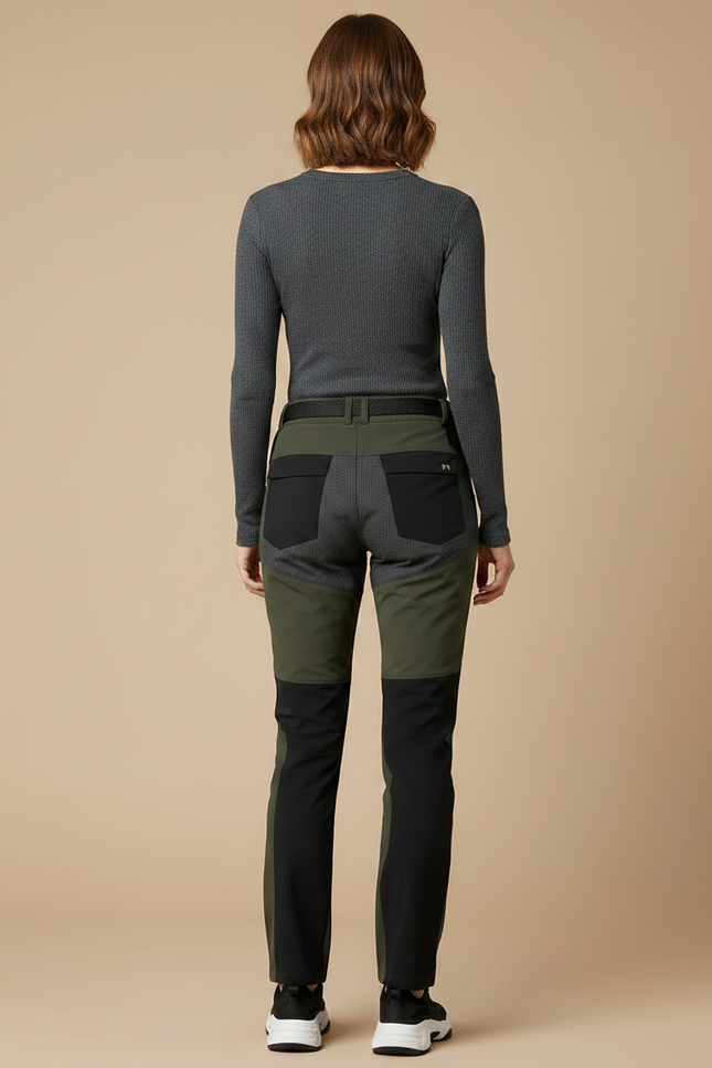 Pantalon Randonnée Femme Vert Kaki Imperméable Stretch - Maille - vue 2