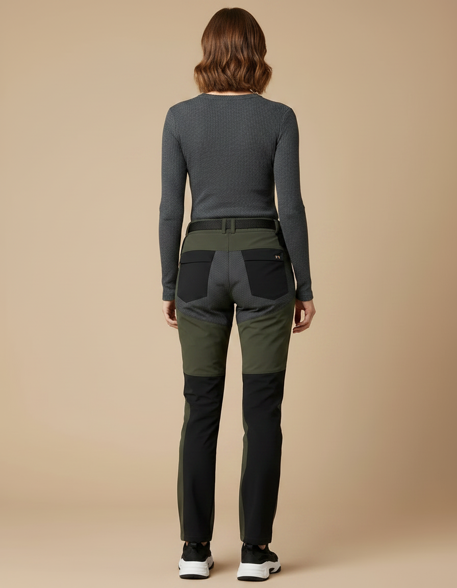 Pantalon Randonnée Femme Vert Kaki Imperméable Stretch - Maille - vue 2