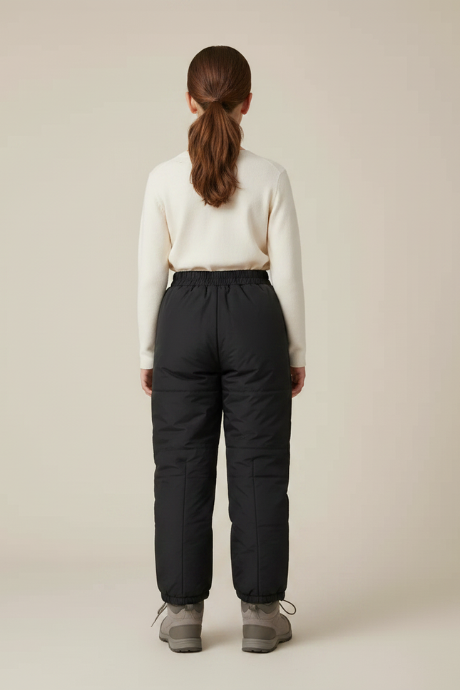 Pantalon Randonnée Noir Hiver Matelassé Enfant Chaud - Polyester - vue 2