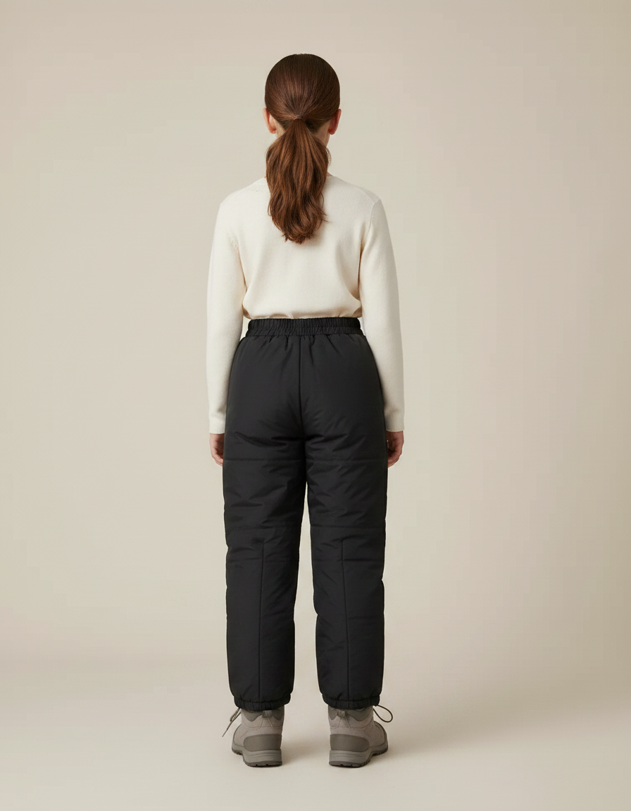 Pantalon Randonnée Noir Hiver Matelassé Enfant Chaud - Polyester - vue 2