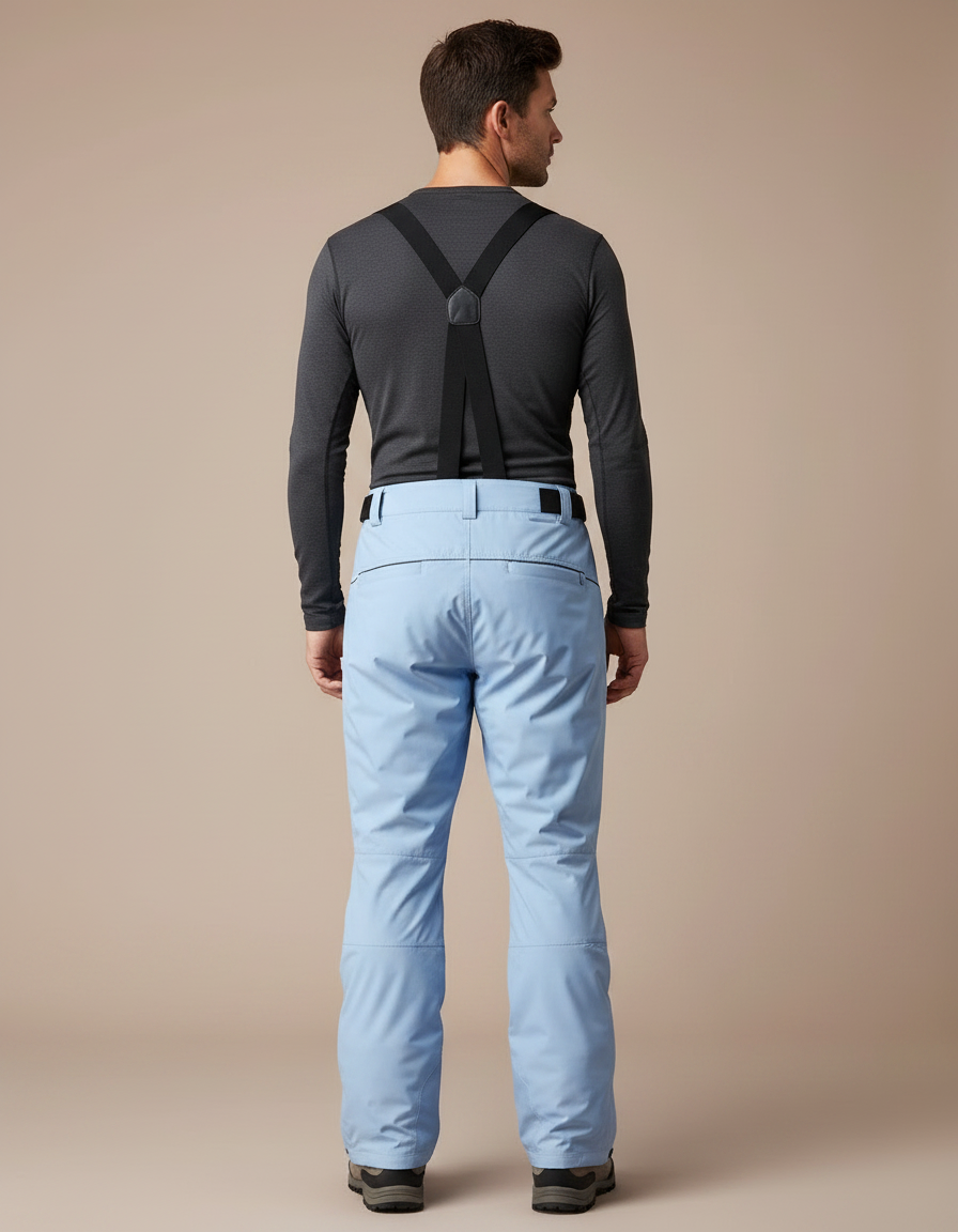 Pantalon Randonnée Bleu Ciel Bretelles Imperméable Homme - Polyester - vue 2