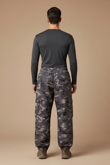 Pantalon Randonnée Camouflage Gris Ample Imperméable Hiver - Polyester - vue 2