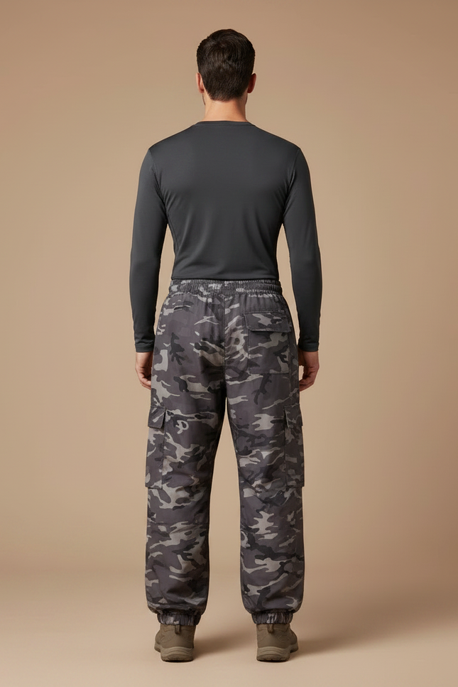 Pantalon Randonnée Camouflage Gris Ample Imperméable Hiver - Polyester - vue 2