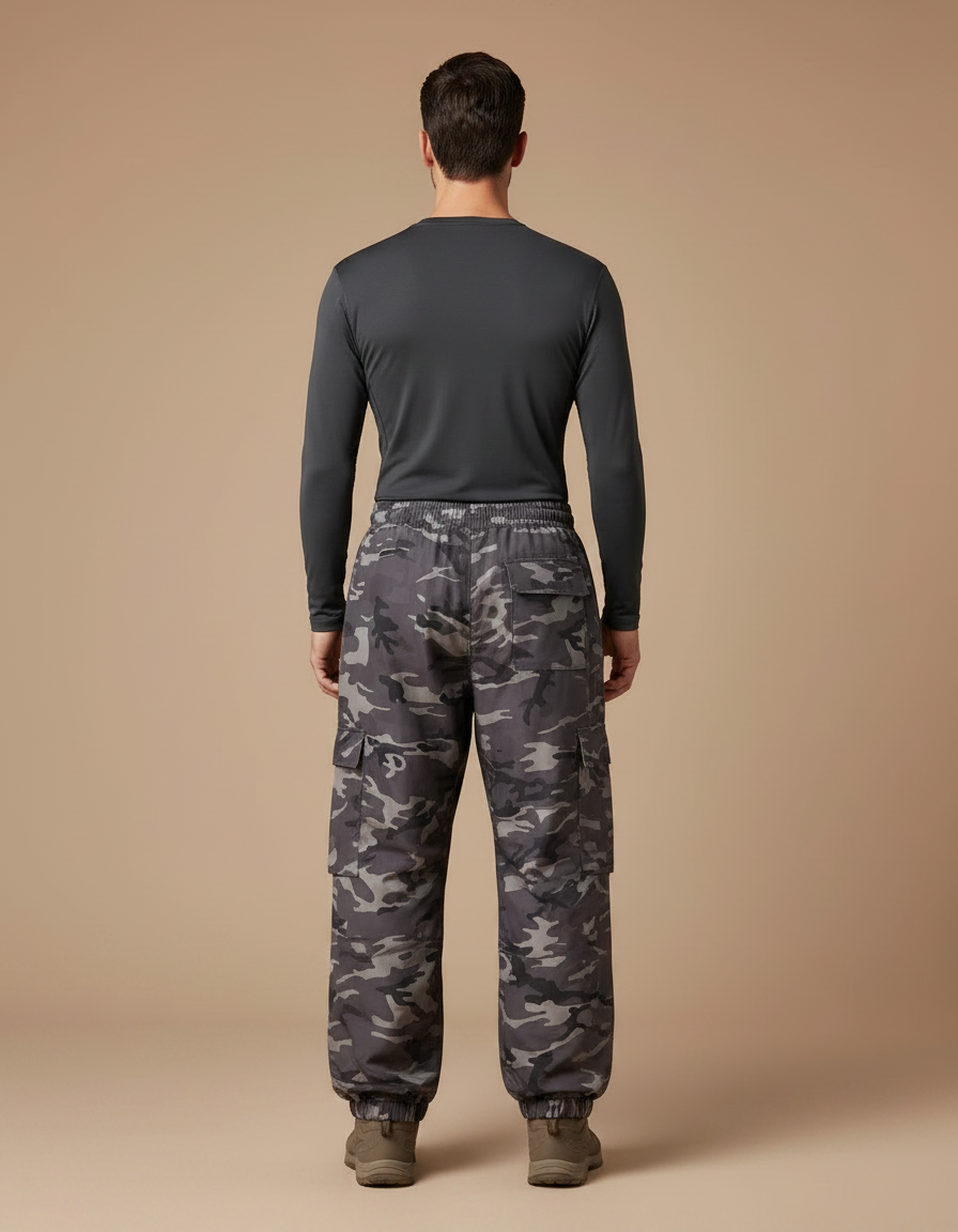 Pantalon Randonnée Camouflage Gris Ample Imperméable Hiver - Polyester - vue 2