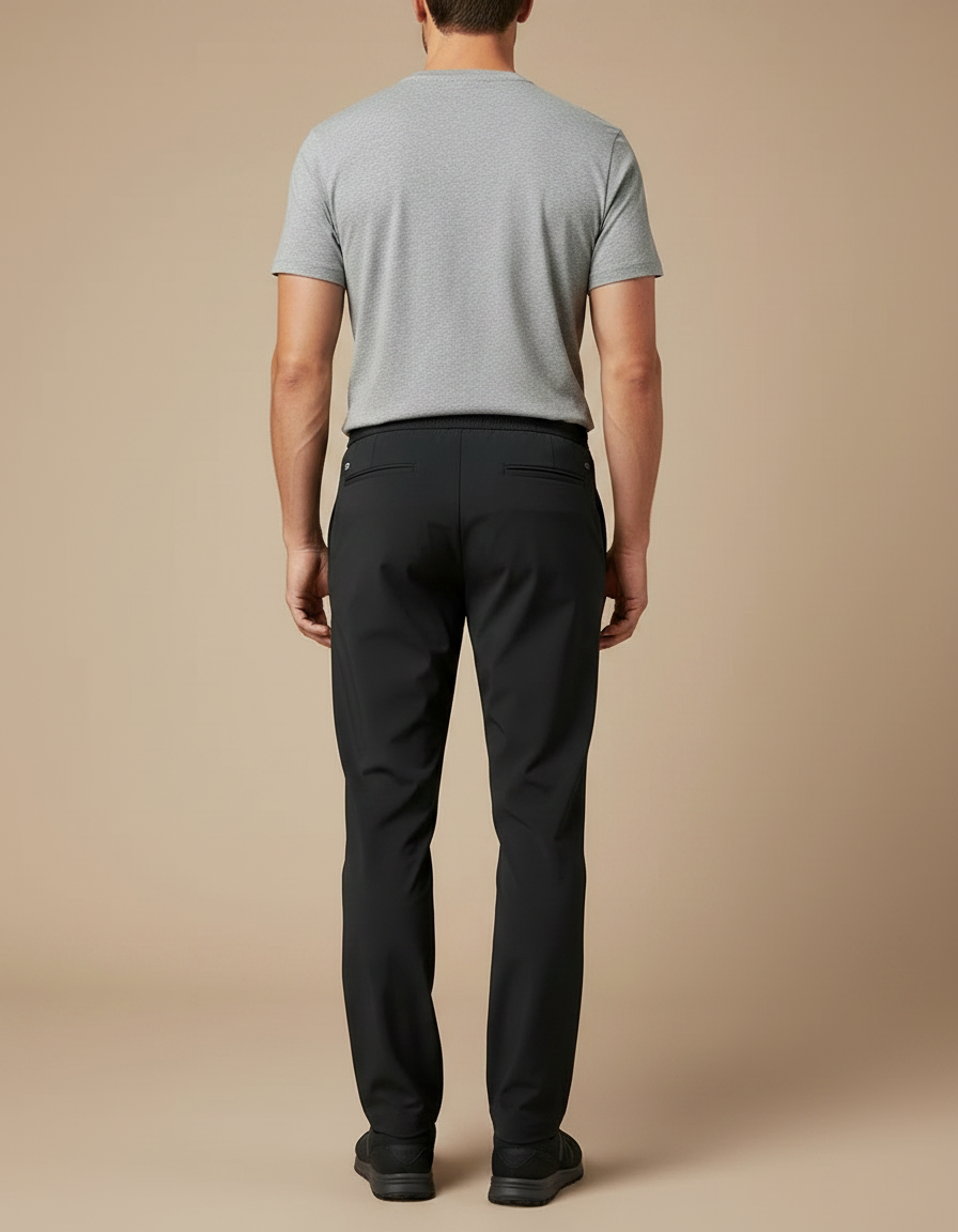 Pantalon Randonnée Homme Noir Fluide Léger Cordon - Polyester - vue 2