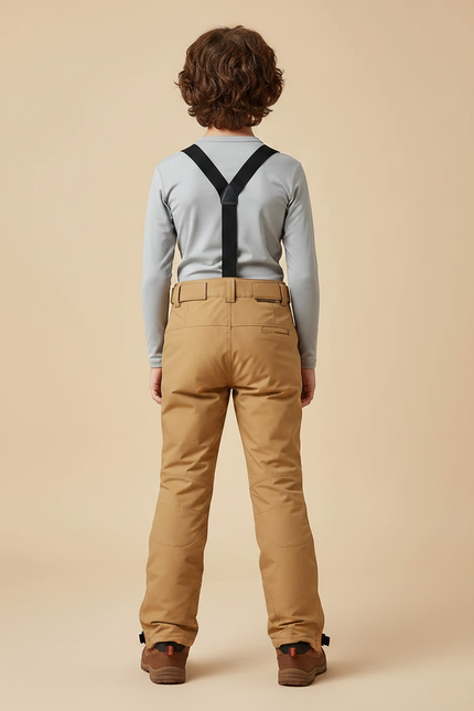 Pantalon Randonnée Enfant Marron Bretelles Hiver Coupe Droite - Camel Polyester - vue 2