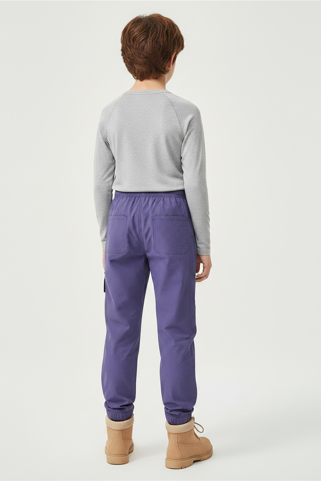 Pantalon Randonnée Enfant Violet Léger Cargo Élastiqué - Polyester - vue 2