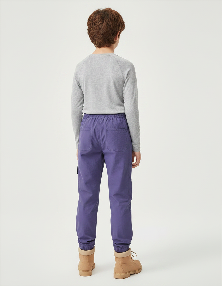 Pantalon Randonnée Enfant Violet Léger Cargo Élastiqué - Polyester - vue 2