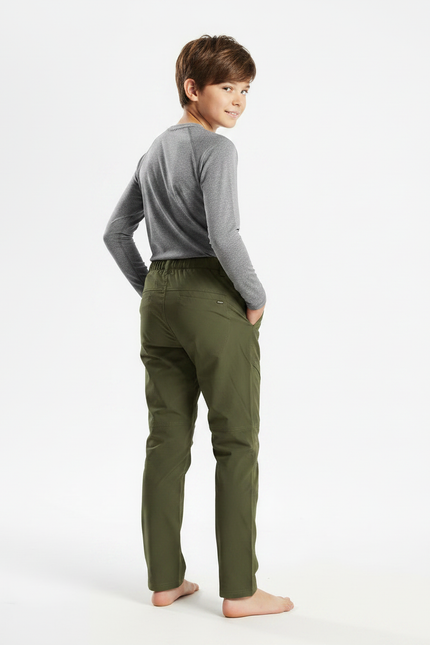 Pantalon Randonnée Vert Kaki Léger Respirant Enfant - Polyester - vue 2