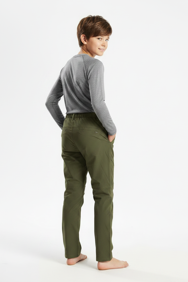 Pantalon Randonnée Vert Kaki Léger Respirant Enfant - Polyester - vue 2