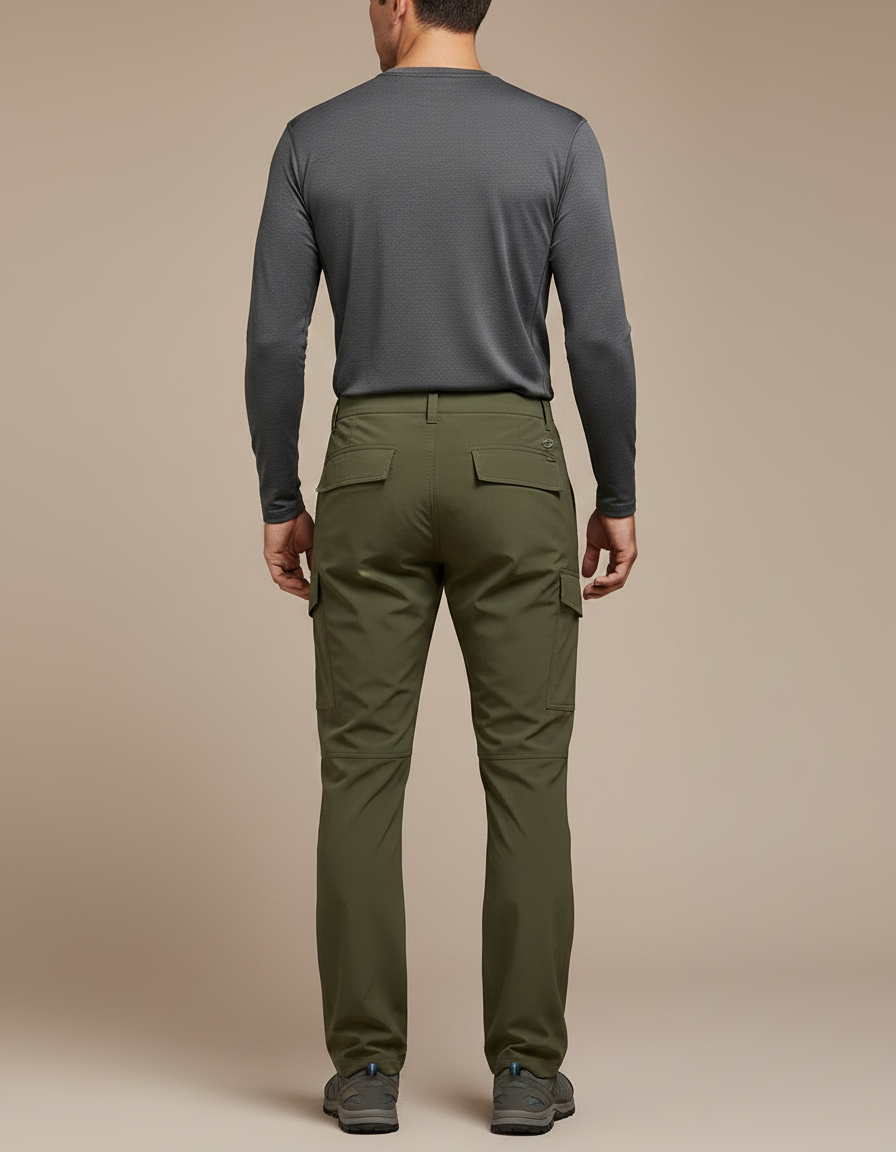 Pantalon Randonnée Kaki Homme Léger Stretch Cargo - Polyester - vue 2