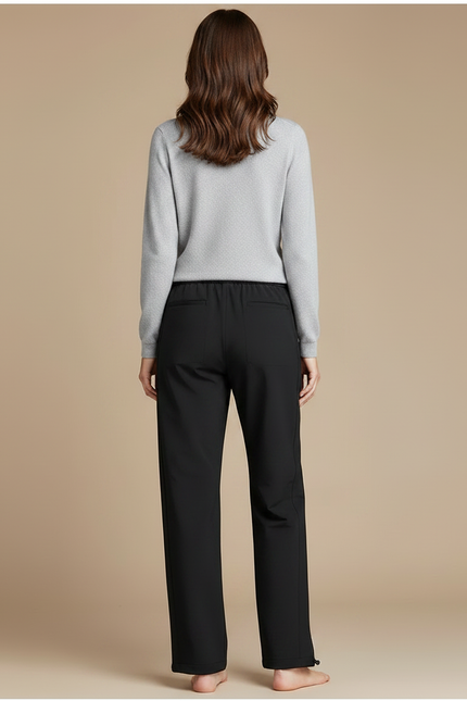 Pantalon Randonnée Noir Droit Décontracté Cordon Zippé Femme - Polyester - vue 2