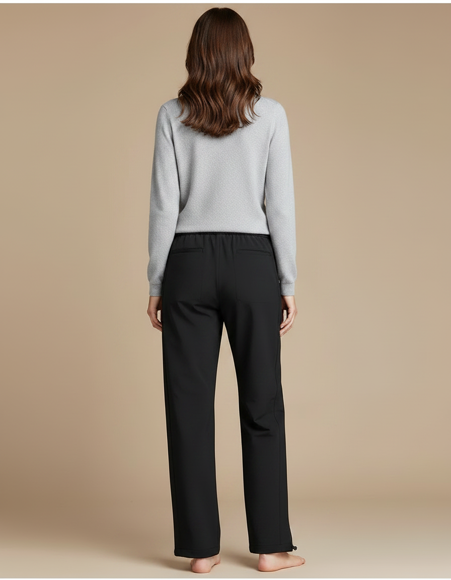 Pantalon Randonnée Noir Droit Décontracté Cordon Zippé Femme - Polyester - vue 2