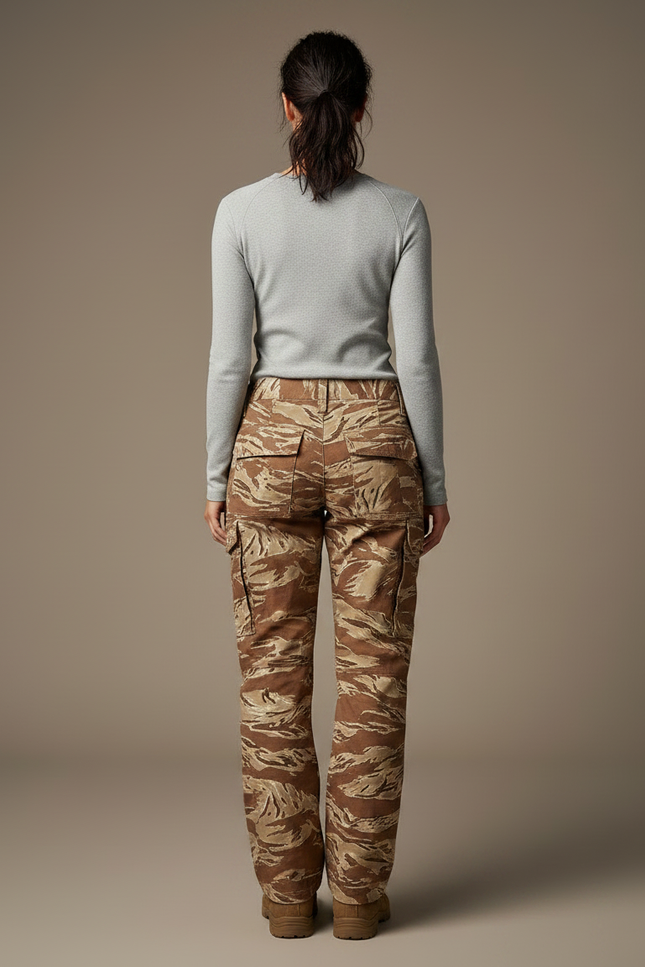Pantalon Randonnée Camouflage Désert Femme Cargo Robuste - Imprimé Toile - vue 2