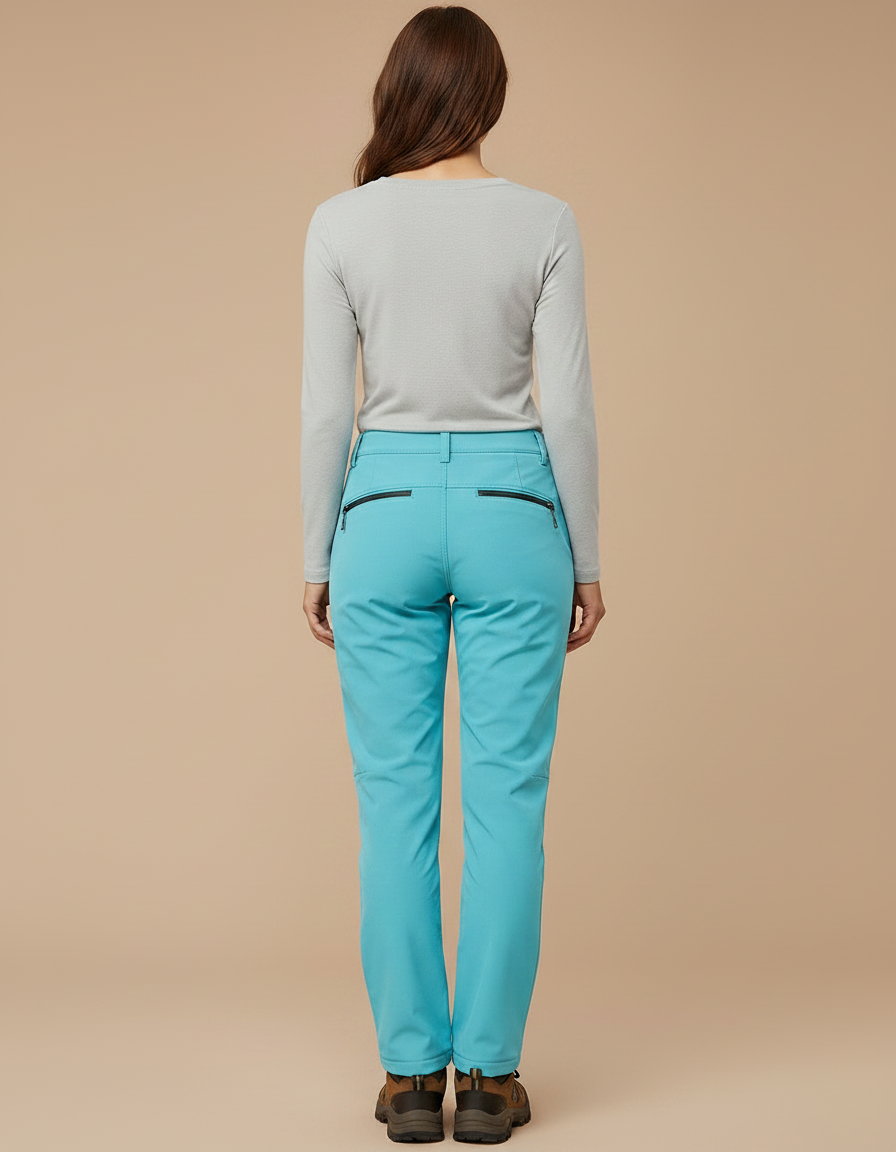 Pantalon Randonnée Femme Turquoise Doux Extensible Coupe-Vent - Bleu Polyester - vue 2