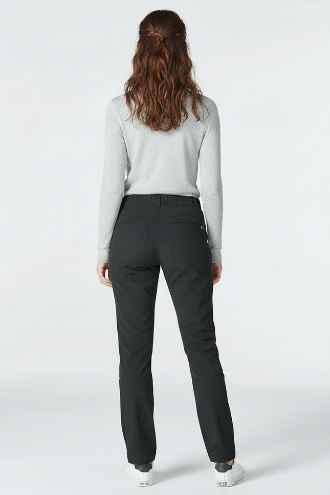 Pantalon Randonnée Noir Coupe Droite Imperméable Femme - Polyester - vue 2