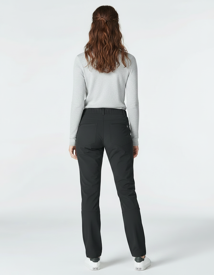 Pantalon Randonnée Noir Coupe Droite Imperméable Femme - Polyester - vue 2