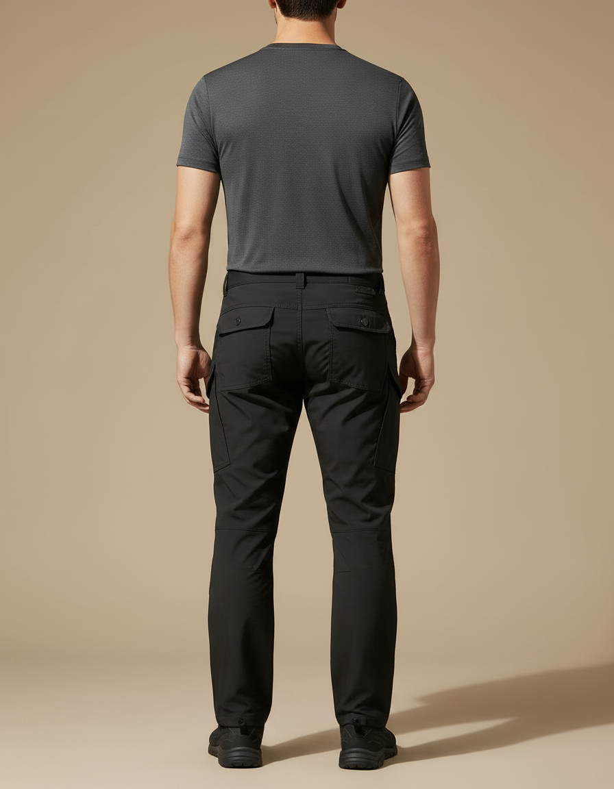 Pantalon Randonnée Noir Cargo Tactique Homme Robuste - Polyester - vue 2