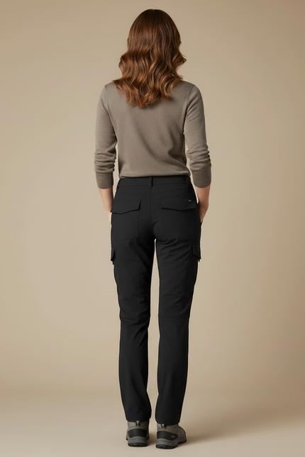 Pantalon Randonnée Noir Cargo Femme Imperméable Confortable - Polyester - vue 2