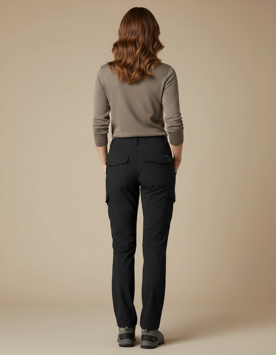 Pantalon Randonnée Noir Cargo Femme Imperméable Confortable - Polyester - vue 2