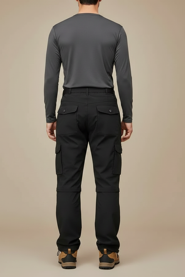 Pantalon Randonnée Noir Convertible Léger Cargo Homme - Polyester - vue 2