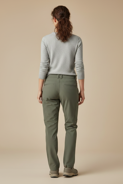 Pantalon Randonnée Femme Kaki Cargo Stretch Ajusté - Polyester - vue 2
