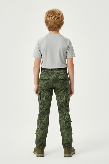 Pantalon Randonnée Camouflage Vert Cargo Enfant - Polyester - vue 2