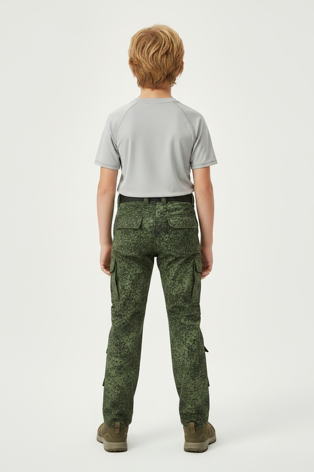 Pantalon Randonnée Camouflage Vert Cargo Enfant - Polyester - vue 2