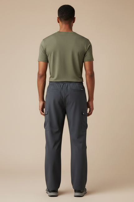 Pantalon Randonnée Gris Cargo Ample Confortable Cordon - Polyester - vue 2